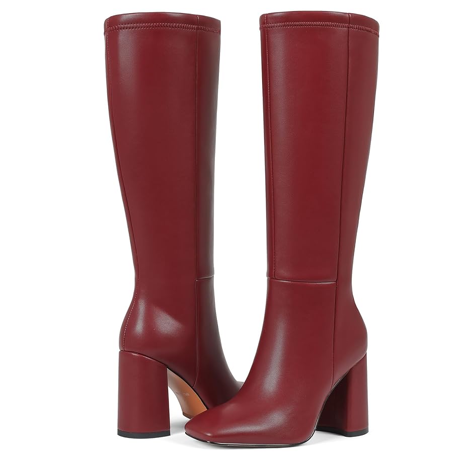 Amazon.com | mikarka Women's Burgundy Knee High Boots